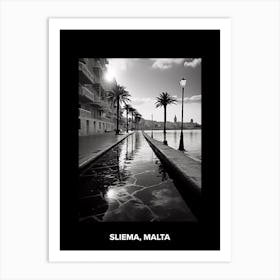 Poster Of Sliema, Malta, Mediterranean Black And White Photography Analogue 3 Art Print