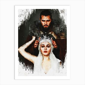 Jon Snow & Daenerys Game Of Thrones Potrait Art Print
