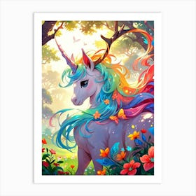 Unicorn In The Forest 20 Art Print