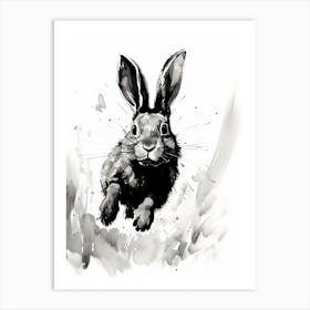 Rabbit Prints Black And White Ink 7 Art Print
