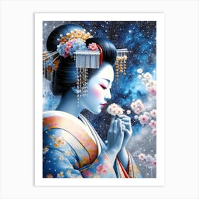 Japan Traditional Geisha Illustration By Ad 143 Art Print