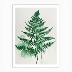 Green Ink Painting Of A Cinnamon Fern 3 Art Print