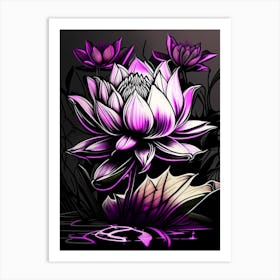 Lotus Flowers In Park Graffiti 7 Art Print