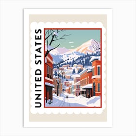Retro Winter Stamp Poster Aspen Colorado Art Print