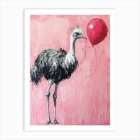 Cute Ostrich 4 With Balloon Art Print