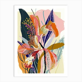 Colourful Flower Illustration Monkey Orchid 1 Art Print