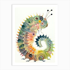 Colourful Insect Illustration Catepillar 9 Art Print