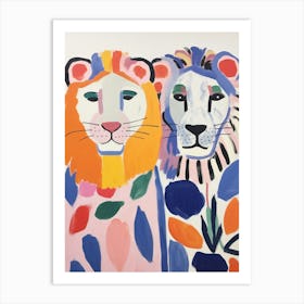 Colourful Kids Animal Art Lion 7 Art Print