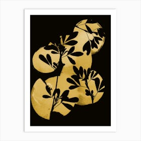 Gold Clover Leaves Art Print