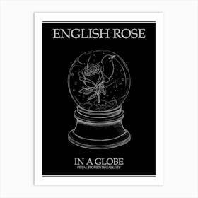 English Rose In A Globe Line Drawing 2 Poster Inverted Art Print
