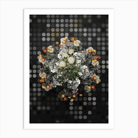 Vintage Germander Meadowsweet Flower Wreath on Dot Bokeh Pattern n.0740 Art Print