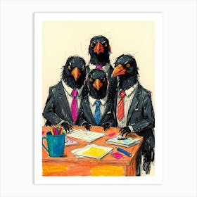 Crows In Suits Art Print