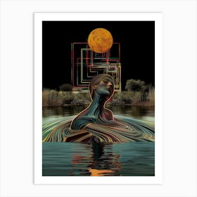 River, woman, mystical, "Out Of The Water" Art Print