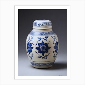 Chinese Blue And White Urn Art Print