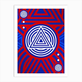 Geometric Abstract Glyph in White on Red and Blue Array n.0100 Art Print