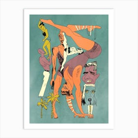 The talent show: acrobats in color Art Print