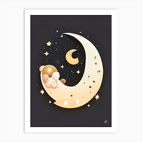 Moon Phase Kawaii Kids Space Art Print