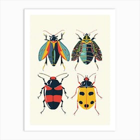 Colourful Insect Illustration Beetle 11 Art Print