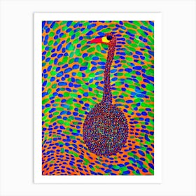 Ostrich Yayoi Kusama Style Illustration Bird Art Print