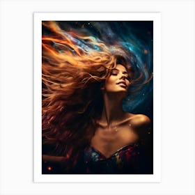 Beautiful Girl With Fire In Her Hair Art Print