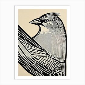Northern Cardinal 2 Linocut Bird Art Print