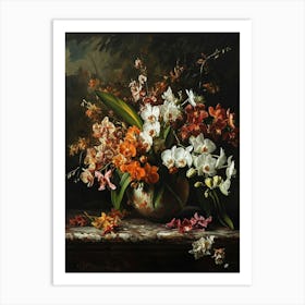 Baroque Floral Still Life Orchid 2 Art Print