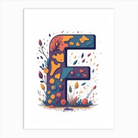 Colorful Letter F Illustration 43 Art Print