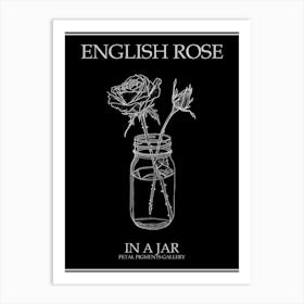 English Rose In A Jar Line Drawing 2 Poster Inverted Art Print