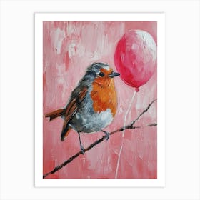 Cute Robin With Balloon Art Print