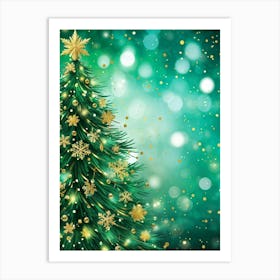 An Evergreen Christmas Tree Decorating Scene Backdrop Gracefully Adorned With Glitters Of Gold Spar (3) Art Print