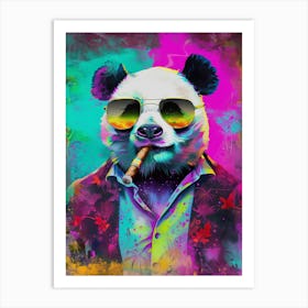 Animal Party: Crumpled Cute Critters with Cocktails and Cigars Panda Bear Smoking Art Print