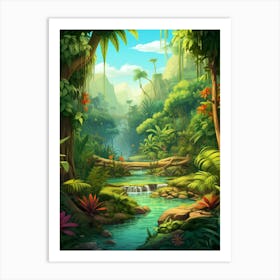 Savanah Rainforest Cartoon 4 Art Print