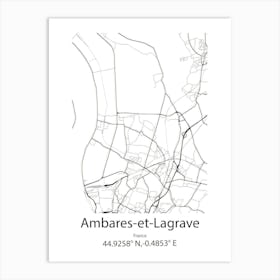 Ambares Et Lagrave,France Minimalist Map Art Print