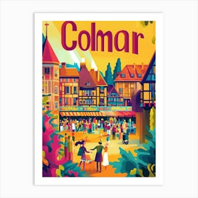 Aihrgdesign A 1970s Inspired Travel Poster For Colmar 1 Art Print