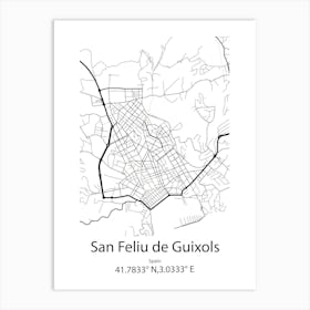 San Feliu De Guixols,Spain Minimalist Map Art Print