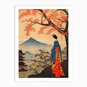 Mount Fuji, Japan Vintage Travel Art 4 Art Print