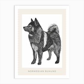 Norwegian Buhund Dog Line Sketch Poster Art Print