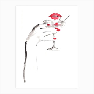 Martini On The Lips Art Print