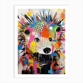 Graffiti Tales: Hedgehog's Journey in Basquiat Style Art Print