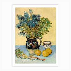 Vase Of Flowers And Lemons Art Print