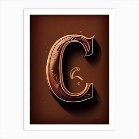 C  Chocolate, Letter, Alphabet Retro Drawing 1 Art Print