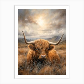 Highland Cow Chalk Style Art Print