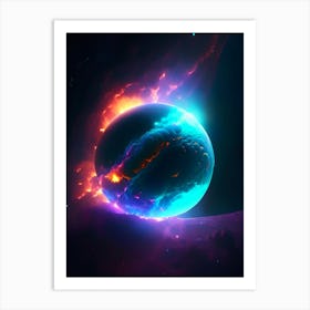Planetary Nebula Neon Nights Space Art Print