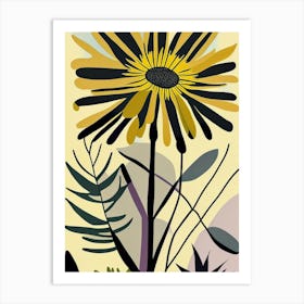 Compass Plant Wildflower Modern Muted Colours 1 Art Print