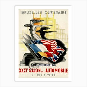 1948 Salon de L'Automobile et du Cycle, Belgium Art Print