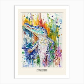 Crocodile Colourful Watercolour 2 Poster Art Print