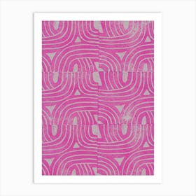 Pink Curves Block Print Art Print