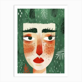 Illustration Of A Girl With Leaves 2 Art Print