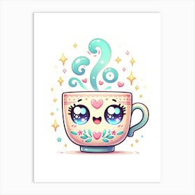 Cute Kawaii Coffee Cup Art Print