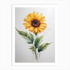 Sunflower Watercolor Painting Art Print